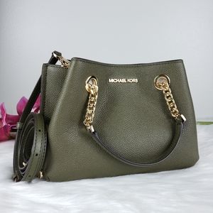 NWT Michael Kors SM Teagen messenger duffle green